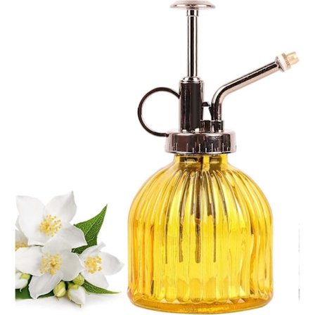 Glas Vattenspruta, 200ML Glas Vattenkanna för Växter, Retro Vattenspruta, Dimspridare med Toppump, Gul