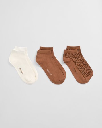 GANT Damen 3er-Pack Monogram Knöchelsocken (39-41) Braun Beige