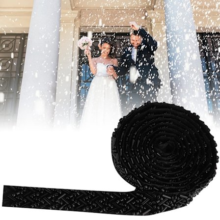 1 yard perlebånd DIY Håndlagde klær Brodert sydekorasjonstilbehør (1,5 cm svart dobbel åttetallsrørperler)