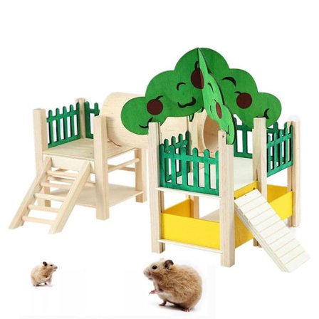 Liten Aktivitetsleke for Dyr Tre Hamster Lekeplass Abbor Løpestige Trening Gymnastikk med Mater Bur Tilbehør