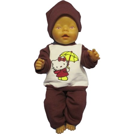 Joggingdress i vinrött/vitt till Baby Born, dockkläder.