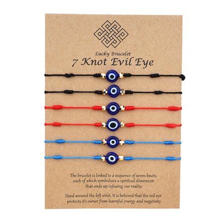 6 kpl/ SET Evil Eye Rannekoru Lucky 7 Knot - varastossa