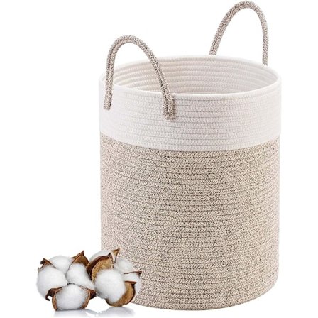 Stor, sammenklappelig vasketøjskurv med håndtag, opbevaringskurv til legetøj, håndlavet, 46 x 38 cm