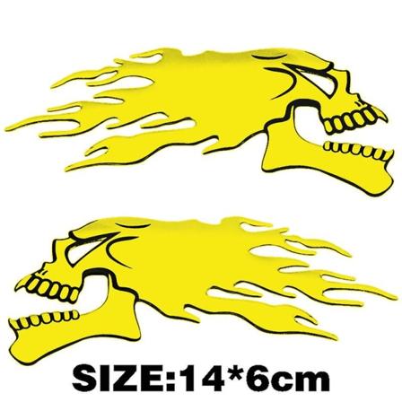 Fasp 2 kpl/pari Silver Fire 3D Ghost Skull Head Auto Moottoripyörän Auton tarra-tunnukset - Tarrat & Tarrat Gold