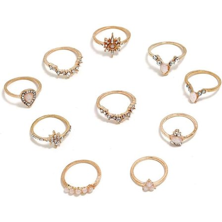 10 STK Knuckle Stacking Ringe til Kvinder Teenagere, Boho Vint, ZQKLA