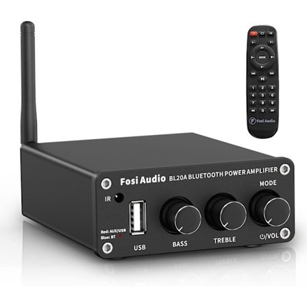 Fosi Audio BL20A 200W Bluetooth 5.0 Home Audio Stereoforstærker Hi-Fi Mini Klasse D integreret forstærker med U-Disk/3,5MM AUX/RCA-indgang og fjernbet
