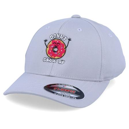 Kiddo Cap - Harmaa flexfit Lippis - Kids Donut Grow Up Silver Flexfit @ Hatstore
