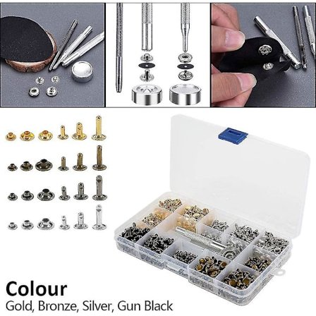 360 lädernitset med dubbla lock, 3 storlekar metallrörnit