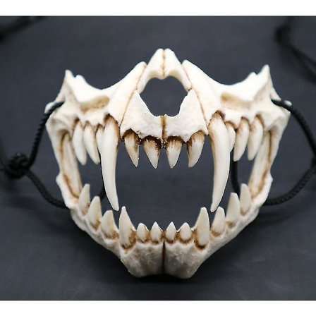 Japansk Halloween Mask Resin Mask Halv Ansikte Skalle Läskig Mask Cosplay Dekorativ
