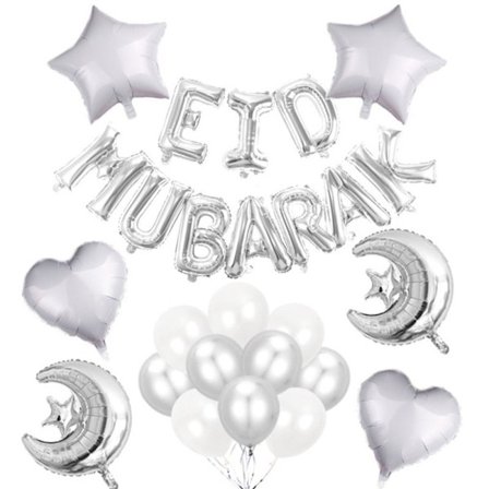 Eid Mubarak Ballonger Bokstav Folieballonger SILVER
