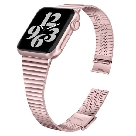Apple Watch (41 mm) klockarmband med dubbelt spänne i rostfritt stål - Rosa Ros