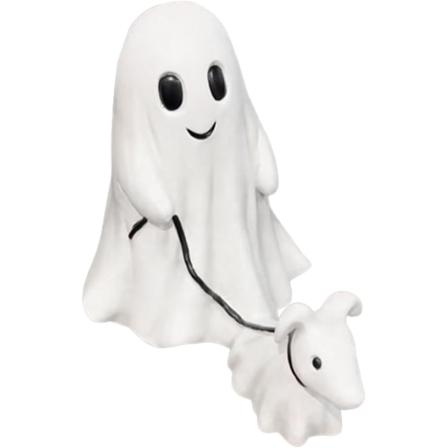 Spöklik hundpromenad staty 2024 uppgradering sötaste spöke spöke promenad hund spöke figurin spöke statyer läskiga spöklika dekorationer C(28x20x15cm)