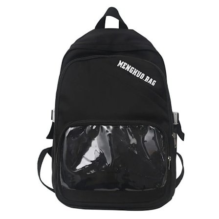 Ita-laukku naisten koulureppu kannettavalle tietokoneelle, jossa on läpinäkyvä näyttötasku, pinssi, teinityttö, kawaii, läpinäkyvä tyhjä Ita-reppu~