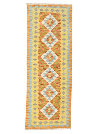Käsinkudottu Kelim Afghan Old Style Matot 71X194 Villamatto Oranssi/Keltainen Pieni Matto