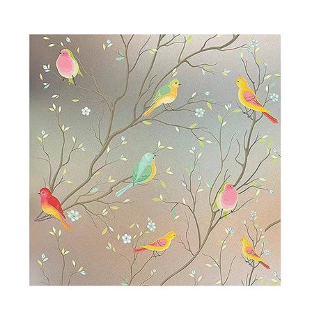 Folie til farvet glas, privatlivsbeskyttende film, dekorativ film, frostet glasfilm, statisk selvklæbende fuglevinduesmærkat – max