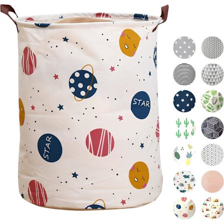 Stor Vasketøjskurv - Vandtæt Sammenklappelig Vasketøjskurv med Håndtag Til Badeværelse, Soveværelse Planet