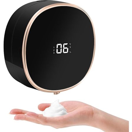 Automatisk sæbedispenser, kontaktløs og håndfri automatisk skumdispenser til køkken og badeværelse, vægmonteret og genopladelig elektrisk.