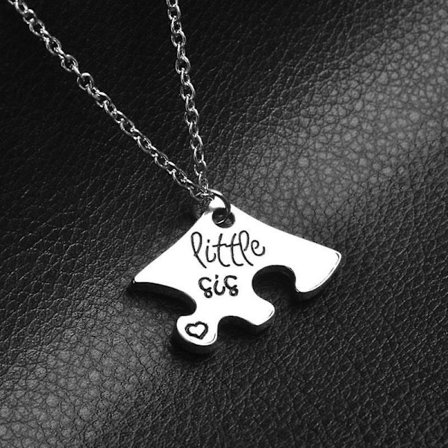 3-delat hjärta personligt handstämplat Big Sis Middle Sis Little Sis 3 Syster Halsband Family Jewel