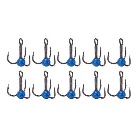 10 stk./sæt Vinter Isfiskeri Tre Ankre Krog Korrosionsbestandighed Lokkefarve Bor Krog Blå