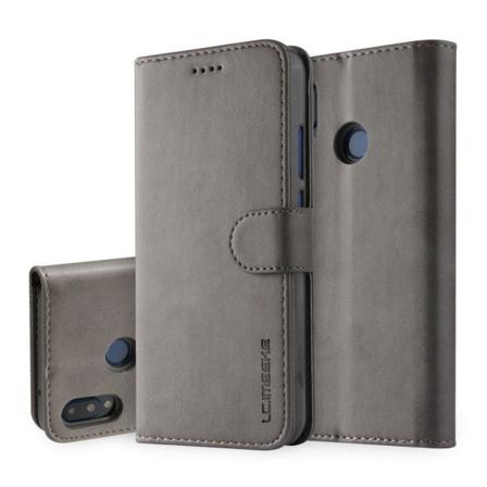 LC.IMEEKE Huawei P20 Lite mobiletui i kunstlæder med stativ og l Silver grey