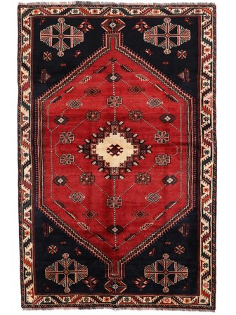 Håndknyttet Persisk Shiraz Teppe 171X261 Svart/Mørk Rød