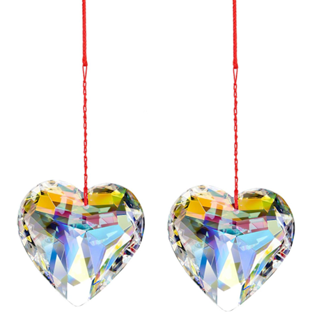 1 Par Hängande K9 Kristall Hjärta Prisma, Solfångare Hängsmycken, Kristall Ornament
