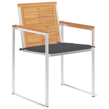 Vidaxl Trädgårdsstolar 6 St Med Dynor Massiv Teak Antracit