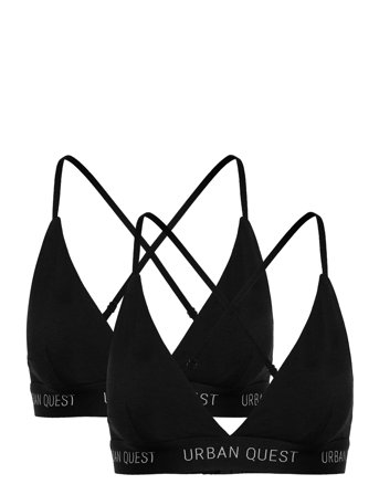 URBAN QUEST 2-Pack Women Bamboo Triangle Bra - Black - XL