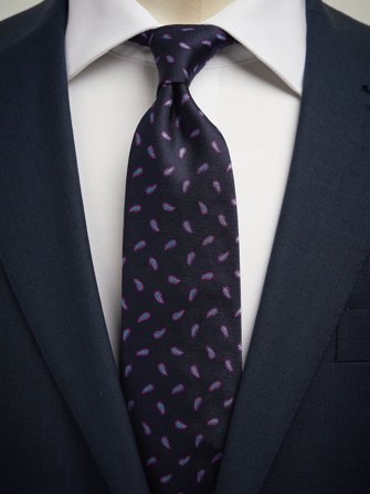 John Henric Men's Blaue Krawatte mit kleinem Paisleymuster Size 7,5