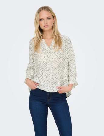 JDY Jdysky 3/4 V-Neck Top Wvn Exp - Cream - XS