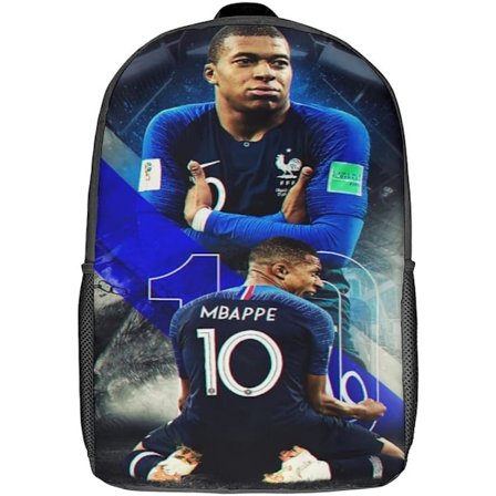 Fodboldstjerne Mbappe print tredelt børneskolesæk