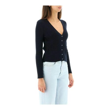 A.p.c., A.p.c. &hanya fitted cotton cardigan Blauw, Dames, Maat:XS