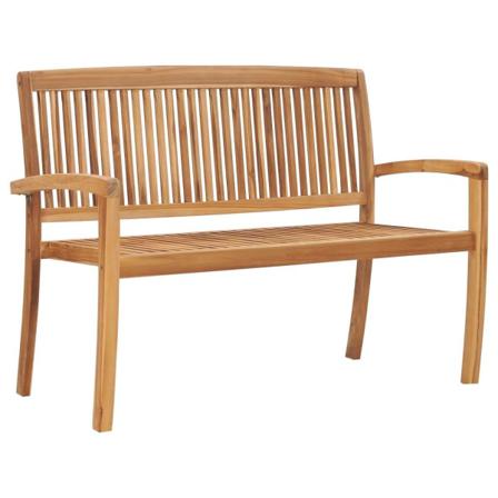 Vidaxl Stapelbar Trädgårdsbänk Med Dyna 128,5 Cm Massiv Teak Creme
