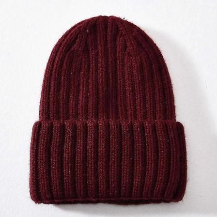 Talvihattu silkkivuorella naisille ja miehille, unisex, paksu, muhkea neulos, raidallinen, lämmin, pehmeä kashmirneulehattu Burgundy