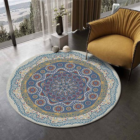 Rund Area Matta Mandala Mattor för Sovrum Badrum Tvättad Halksäker Cirkel Golvmattor Chic Bohemian Heminredning Mattor - Stil 12