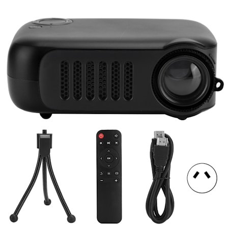 Mini bärbar projektor hushållsprojektorer 320 x 240 upplösning med 2-tums LCD-skärm (100-240V) Svart AU