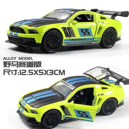 Hhcx-1:36 metalliseosautomalli Fast and Furious Pull Back Keräilyrata Drift Automallit Diecast Lelu Joululahja Pojille Mustang Blue-green