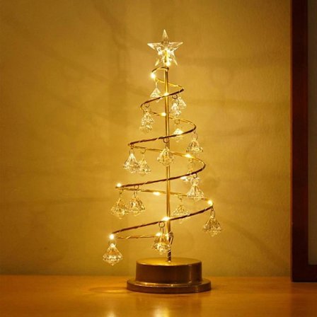 Julklappar på rea Gnobogi LED Stjärna Kristall Diamant Julgran Julmaterial Dekoration Bordslampa Natt Juldekor[D] Vit