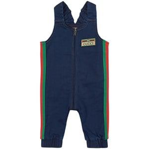Kids - Gucci Blue Branded Side Stripe Denim Dungareess 6-9 months - All in ones - 6-9 months - Blue - Mädchen