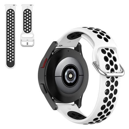 20 mm tofarvet silikoneurrem til Samsung-ur - Hvid / Sort