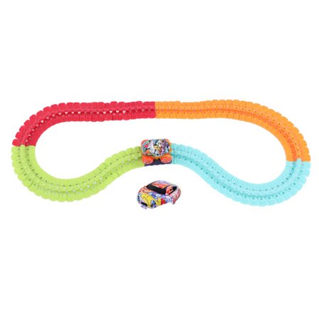 Racerbane Sett Gløder i Mørket Endrebar Fleksibel Myk Racerbane Byggeleker for Gutter Jenter 95 deler