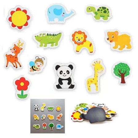 12 kjøleskapsmagneter dyr & natur motiv flerfarget