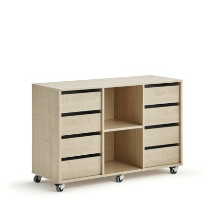 Schüleraufbewahrung CASPER, 8 Schubladen, 2 Fächer, Birke