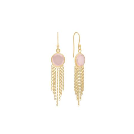 Frk. Lisberg Estelle øreringe rosa chalcedon Gul, Dame, Størrelse: ONE Size