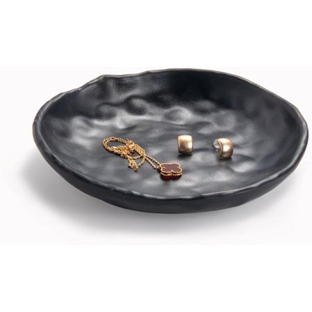 Nyckelskål Svart Ringskål Liten Dekorativ Smyckesorganisatör Bricka Fat Rund Prydnadsfat för hall Byrådekor