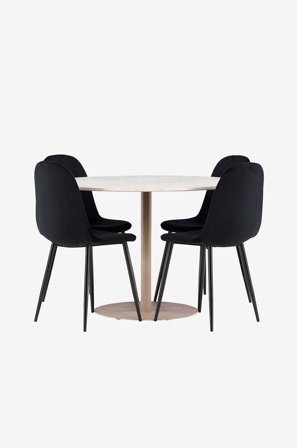 Venture Home - Lycke Spisebord med Polar Spisestol - Svart - Spisegruppe 4 personer - Fra Homeroom