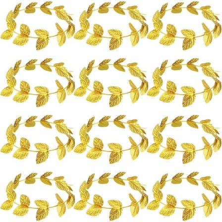 Guld Laurelkrans Pandebånd, 12 Styk Halloween Kostume Hovedbeklædning, Letvægts Græsk Gudinde Pandebånd, til Mænd Kvinder Fest Dekoration Tilbehør