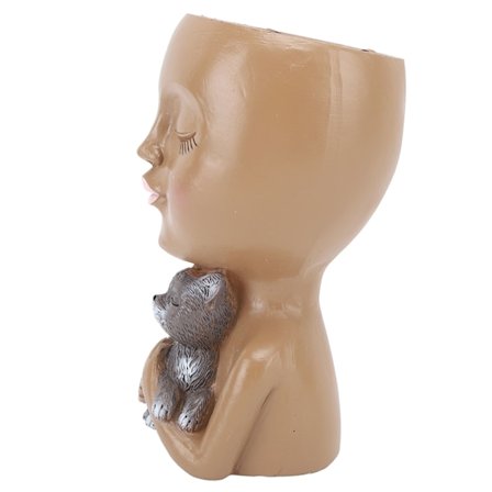 Hauska naama tyttö pää hartsi mehikasvi ruukku koti toimisto kahvi koriste