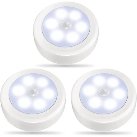 3-pack Rörelsesensorlampa inomhus, LED garderobslampor, nattlampa Batteridriven, batteridriven skåplampa, trådlös vägglampa för trappa
