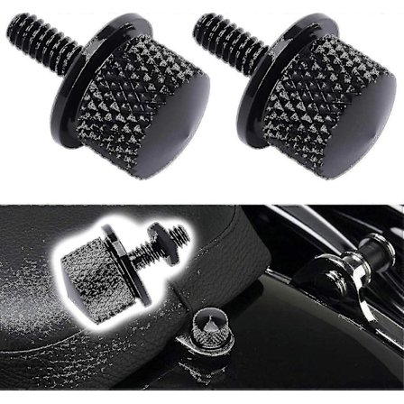 Set med 2 Harley Davidson Sadelbultar Krom Aluminium Motorcykelsäte Bultar Svart, 1/4"-20 Gänga Jiujiuso